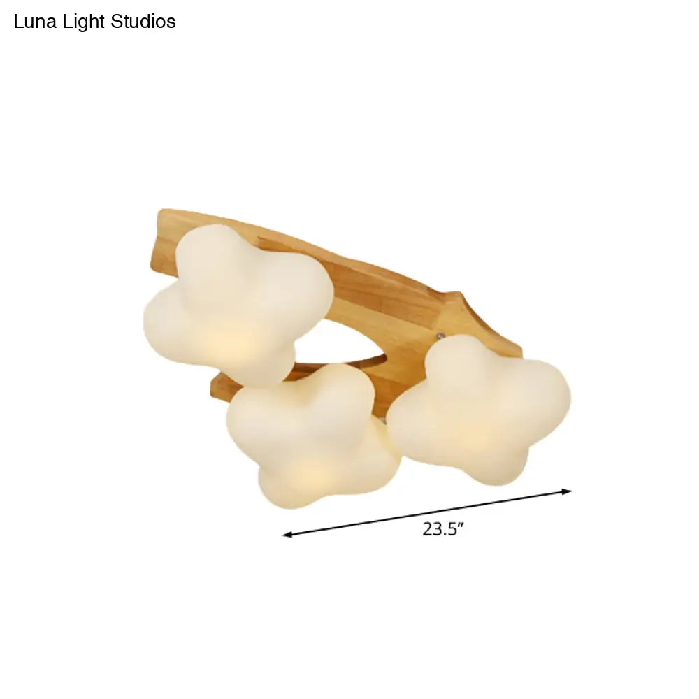 Plum Blossom Ceiling Lamp With Frosted Glass And Led Lighting