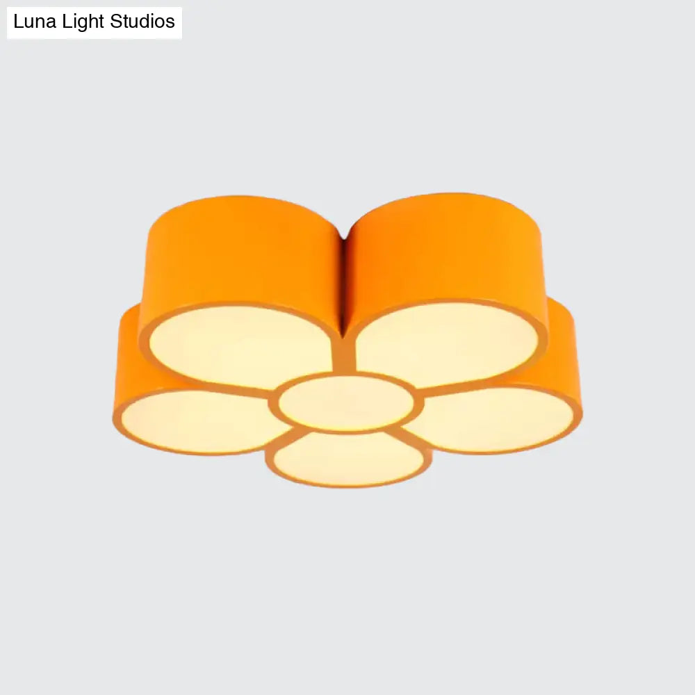 Plum Blossom Led Flushmount Lighting For Kids’ Kindergarten Ceiling - Red/Yellow/Blue