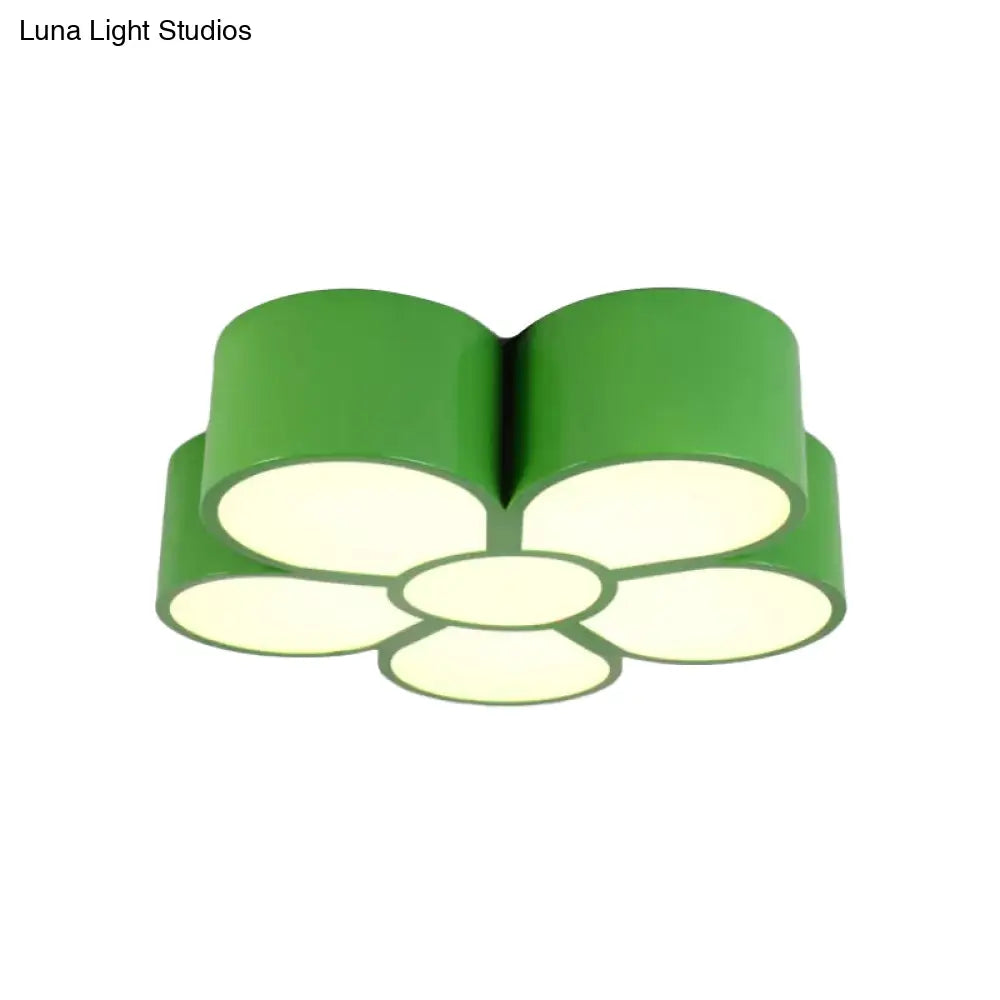 Plum Blossom Led Flushmount Lighting For Kids’ Kindergarten Ceiling - Red/Yellow/Blue