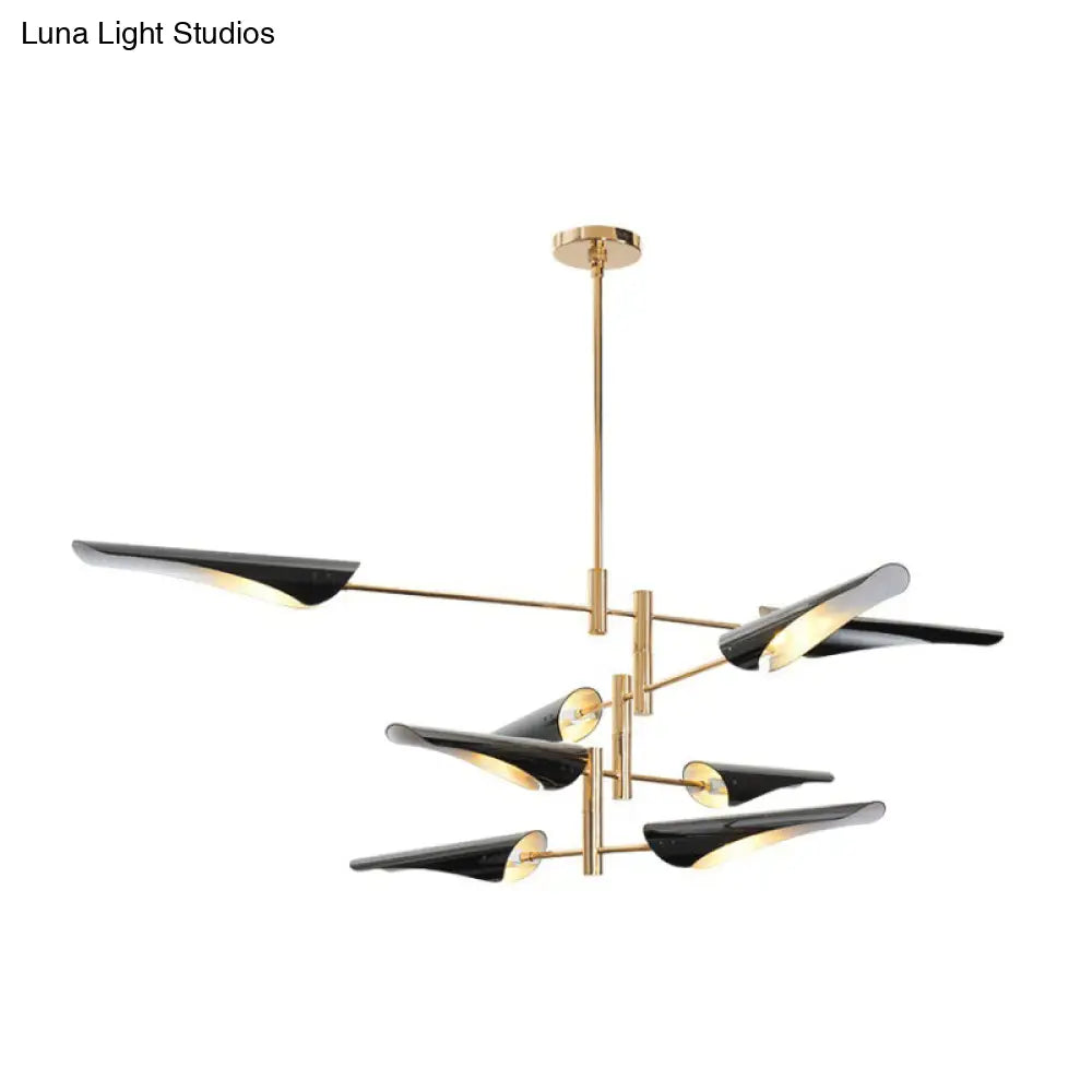 Post-Modern Metallic Burst Chandelier Light For Living Room