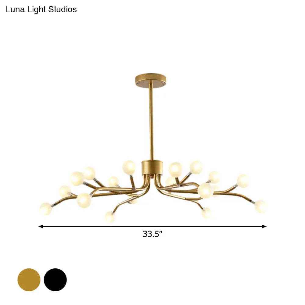Postmodern Frosted Glass 18-Head Chandelier Lamp Pendant For Dining Room In Black/Gold