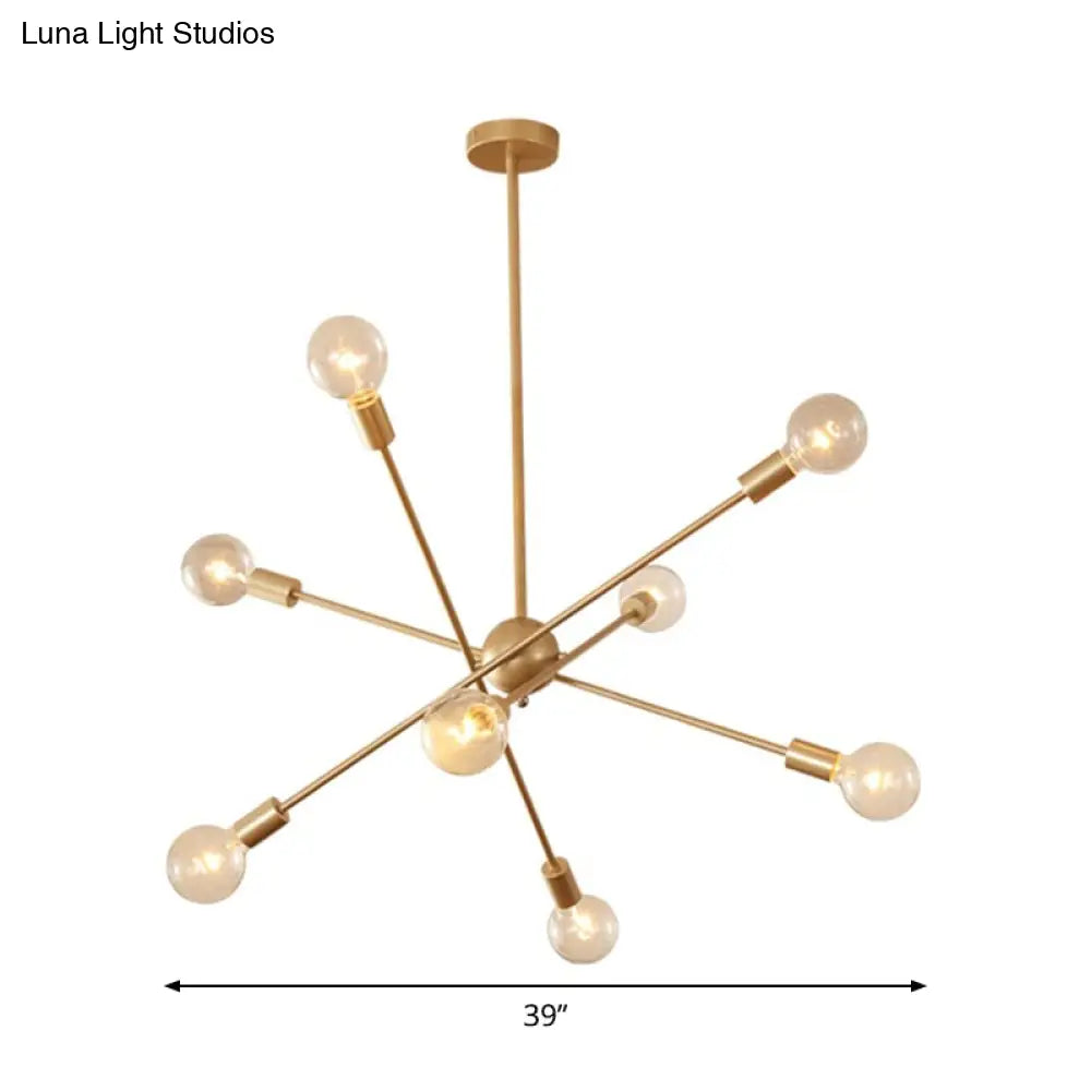 Postmodern Gold Sputnik Chandelier With 6/8 Bulbs – Stylish Metal Ceiling Suspension Lamp