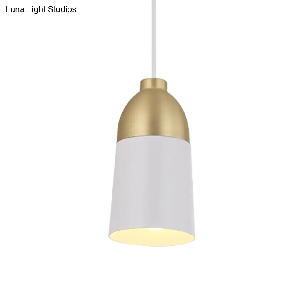 Postmodern White & Gold Half Capsule Pendant Lamp - 1 Head Metal Ceiling Suspension Light