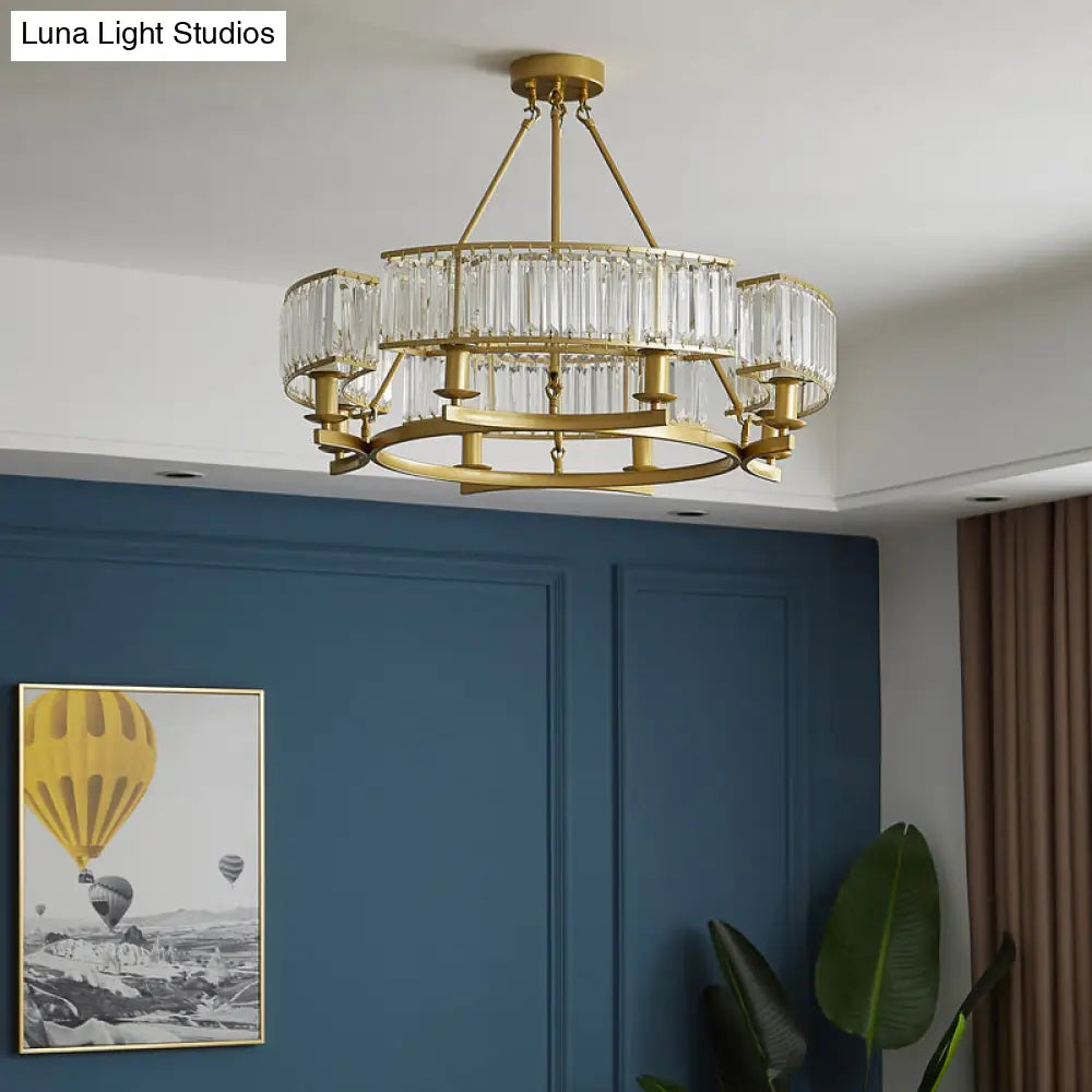Prismatic Crystal Chandelier - Modern Suspension Lighting For Living Room