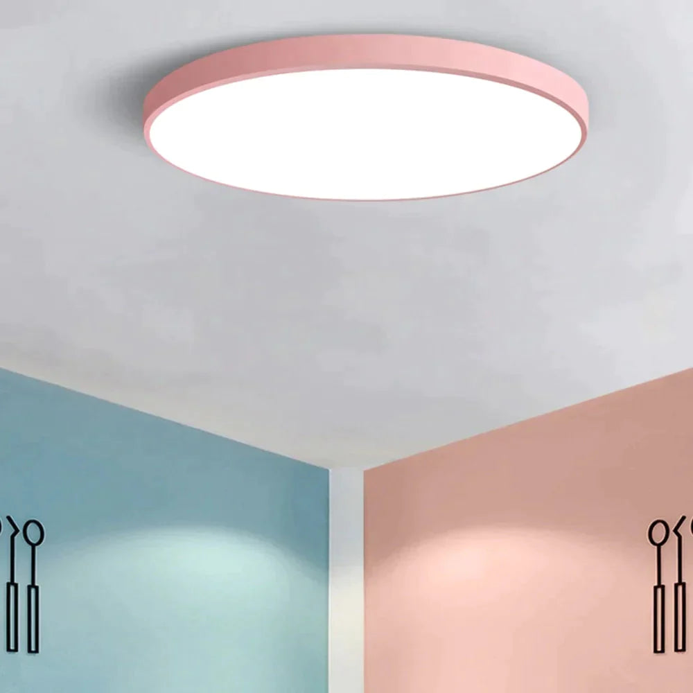 Modern Macaron Panel Lamp Led Ceiling Light Fixture Remote Control Hall Surface Mount Flush Bedroom