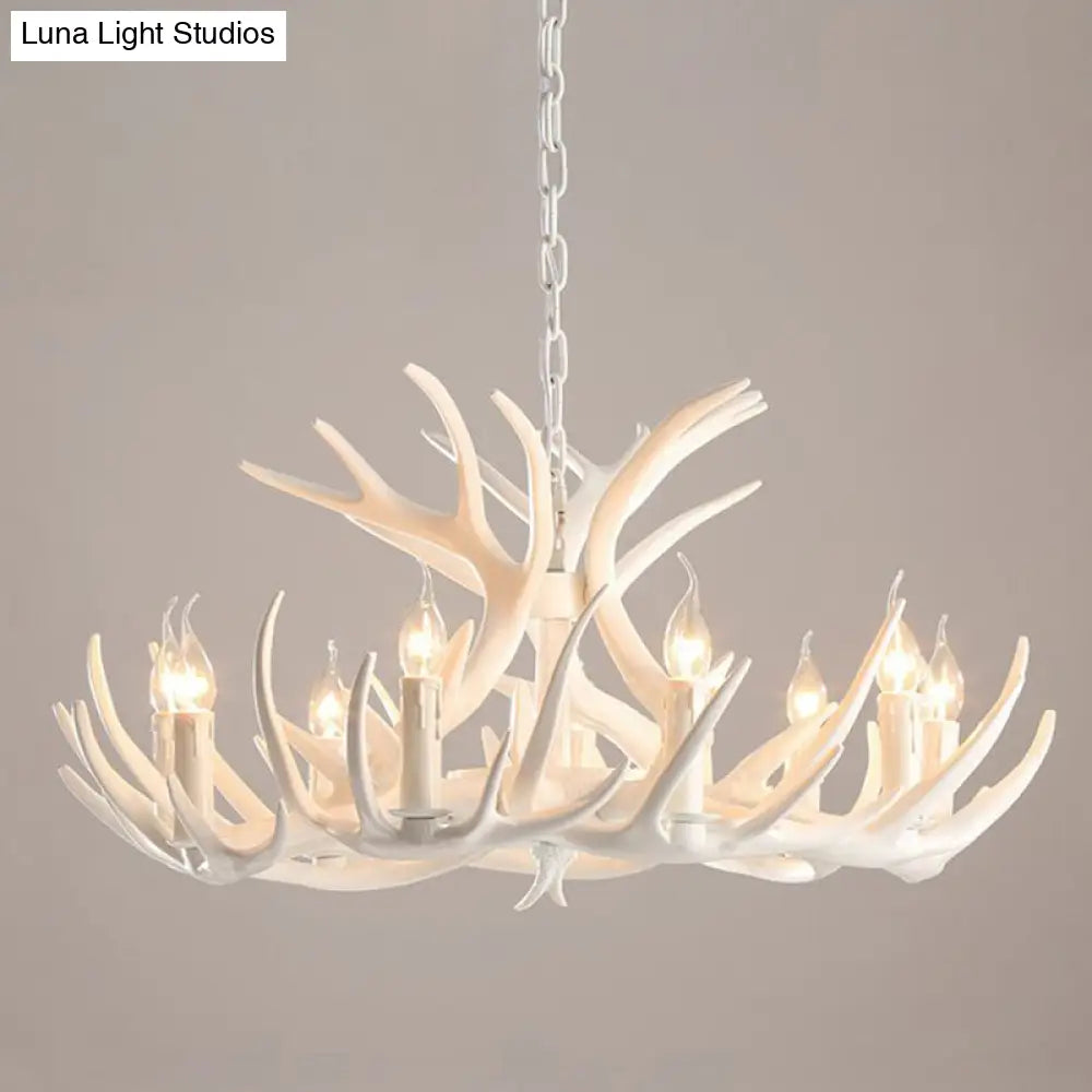Resin Deer Horn Suspension Light - Traditional Chandelier For Restaurants