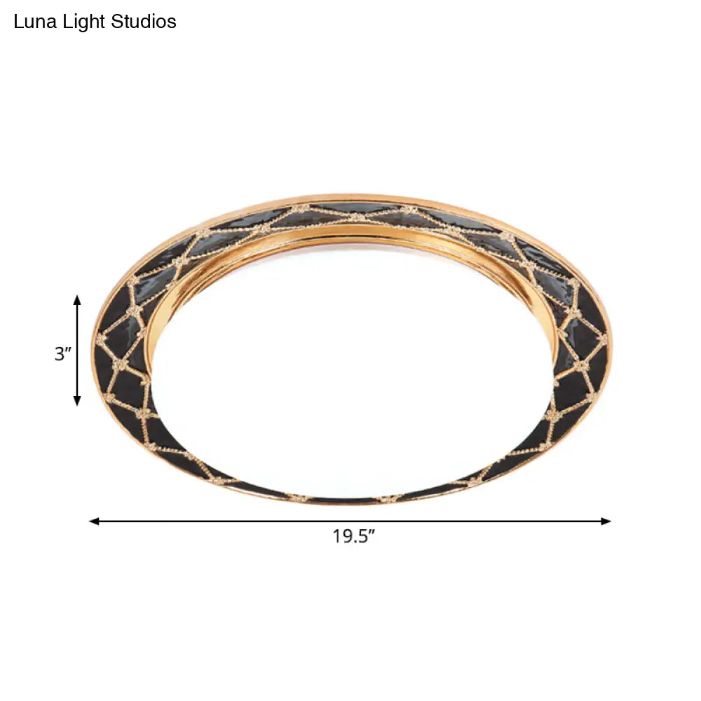 Resin Flush Mount Led Light Fixture - Traditional Black/Red/Apricot Bowl Living Room Lighting