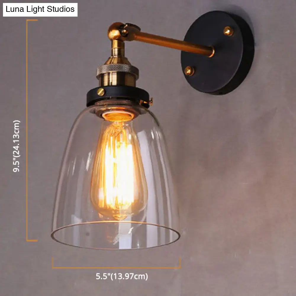 Retro Industrial Glass Vanity Wall Light - Oval Design Single Fixture