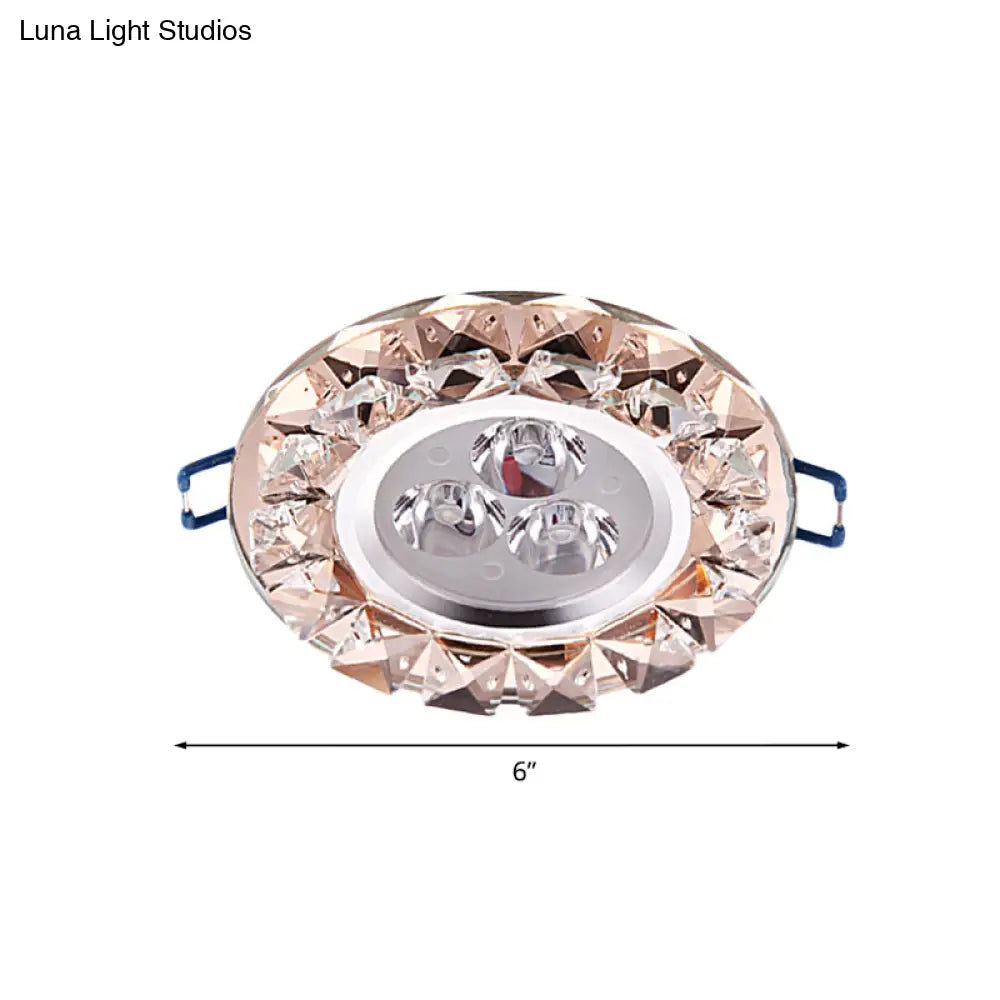 Rose Gold Crystal Flush Mount Led Ceiling Lamp - Modern Thin & Beveled