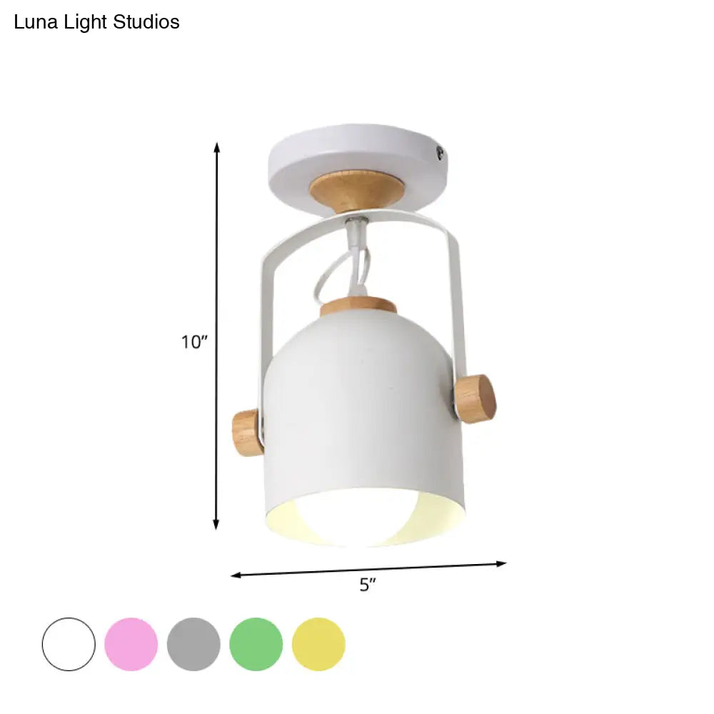 Rotatable Macaron Loft Metallic Ceiling Lamp With Cup Shade - Perfect For Bathrooms