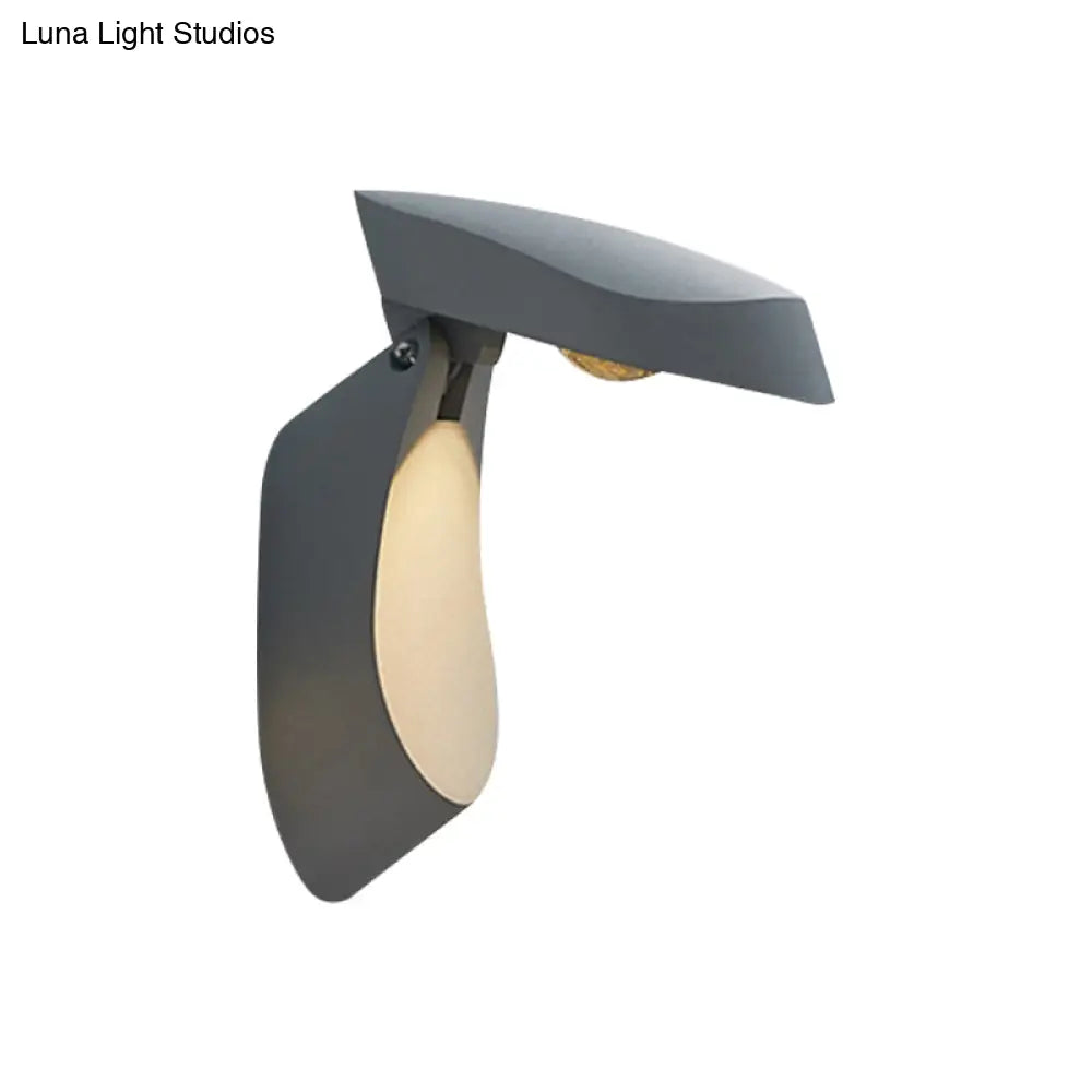 Rotatable Oval Wall Sconce - Modern Metal Led Bedside Light In White/Black/Gold Finish