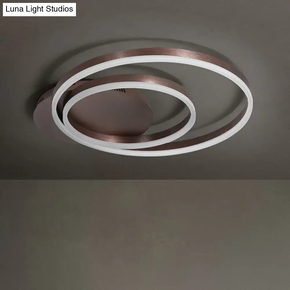 Round Acrylic Flush Ceiling Light - Coffee/Gold Led Flush-Mount Fixture Small/Medium/Large