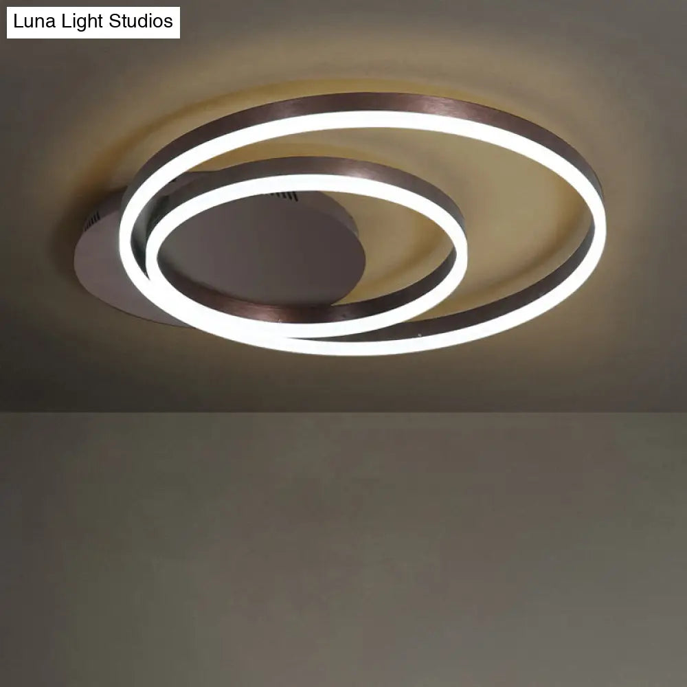Round Acrylic Flush Ceiling Light - Coffee/Gold Led Flush-Mount Fixture Small/Medium/Large