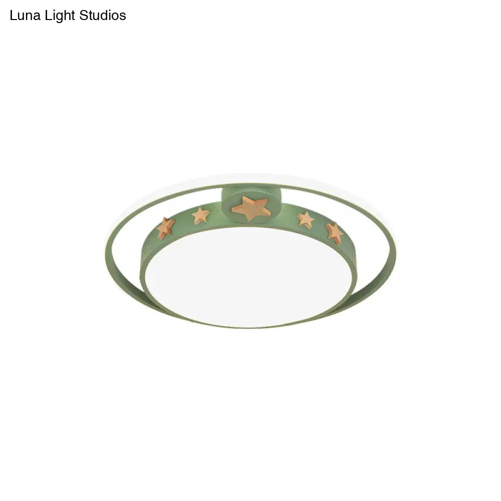Round Flush Mounted Acrylic Led Ceiling Lamp In Pink/White/Gray – Perfect For Bedroom Lighting