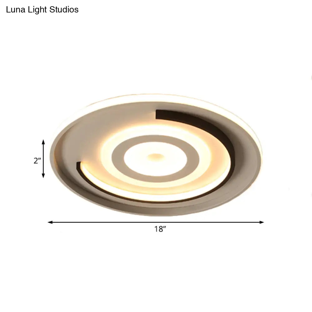 Round Led Acrylic Flush Mount Ceiling Lamp - 18’/21.5’ Diameter Warm/White Light Contemporary