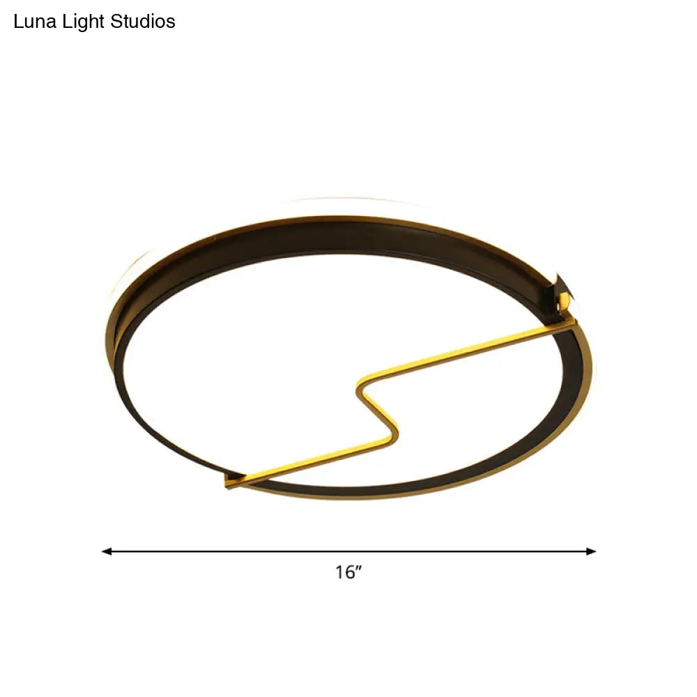 Rounded Bedroom Flush Ceiling Light Acrylic Led Mount Lamp In Black - 16’/19.5’ W