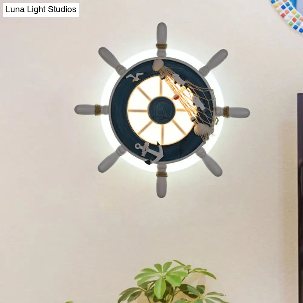 Rudder Bedside Wall Lamp - Acrylic Led Creative Lighting In Light Blue/White