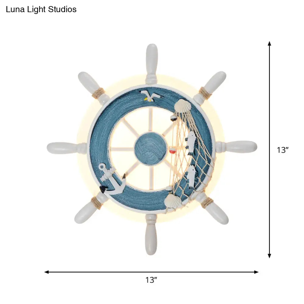 Rudder Bedside Wall Lamp - Acrylic Led Creative Lighting In Light Blue/White