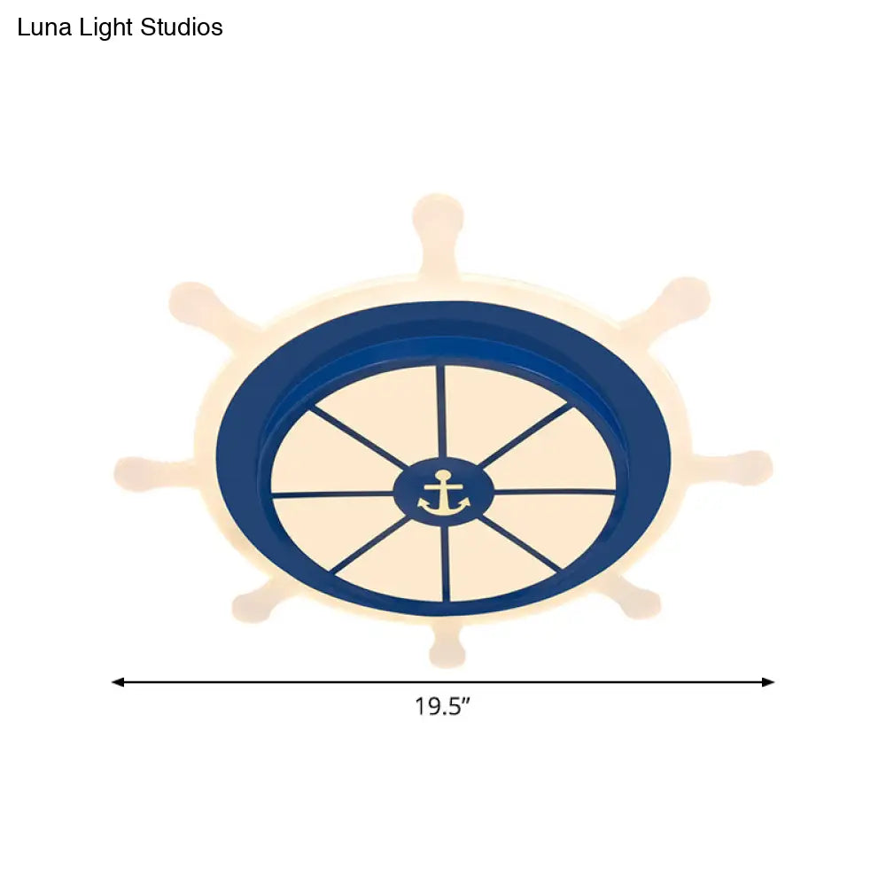 Rudder Flushmount Led Kids Ceiling Lamp - 19.5’/23.5’ Acrylic Blue Warm/White Light