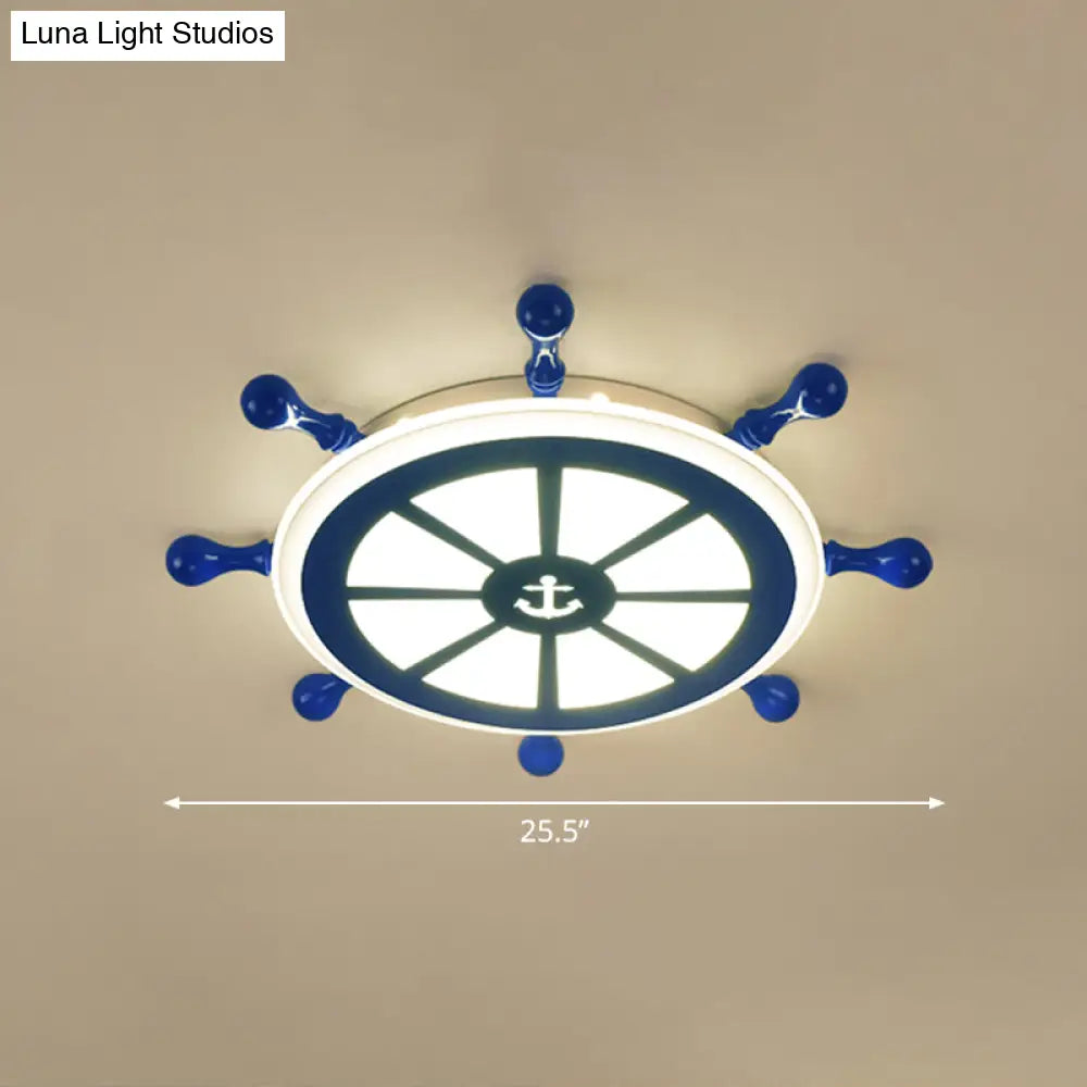 Rudder Kids Ceiling Lamp In Navy Blue - Creative Led Flush Mount Light
