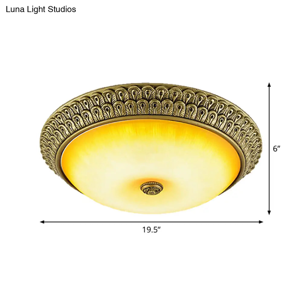 Rustic Amber Glass Led Ceiling Light In Gold Various Sizes