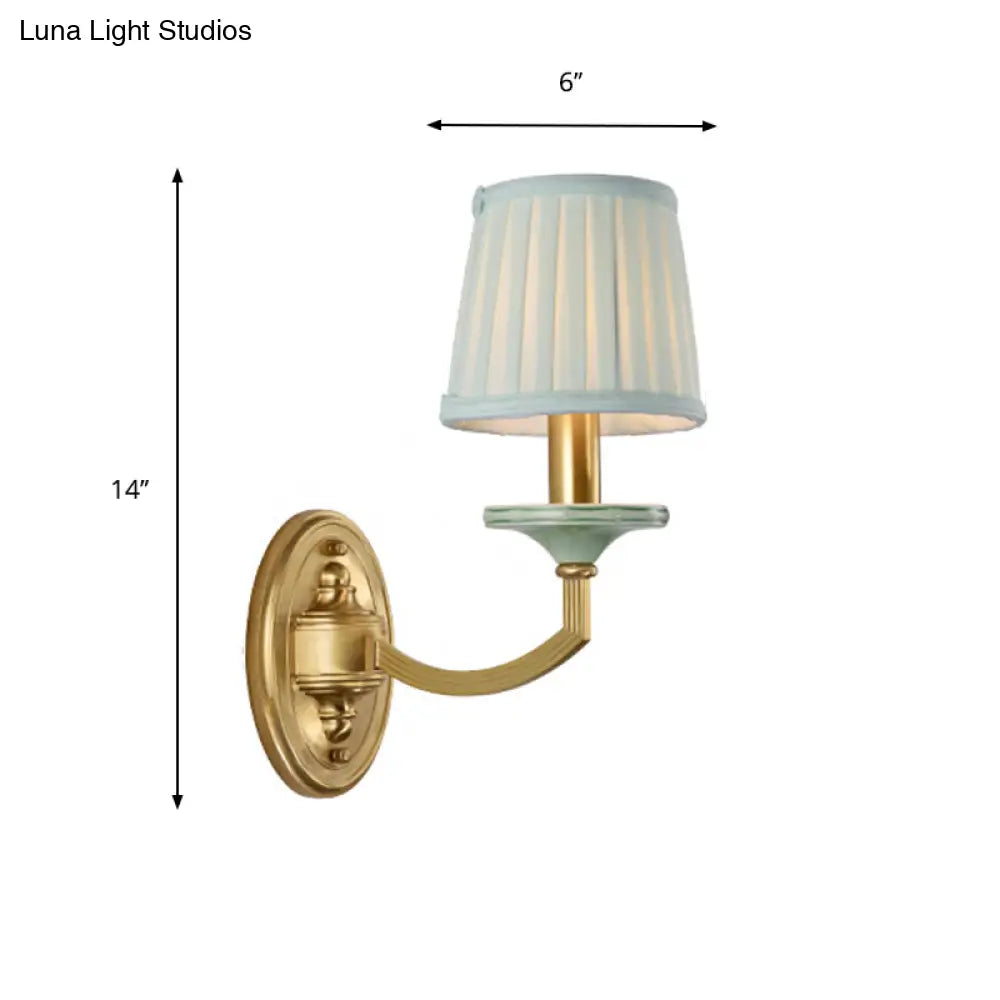 Rustic Drum Wall Mount Light - Countryside 1/2-Head Sconce Lamp In Brass