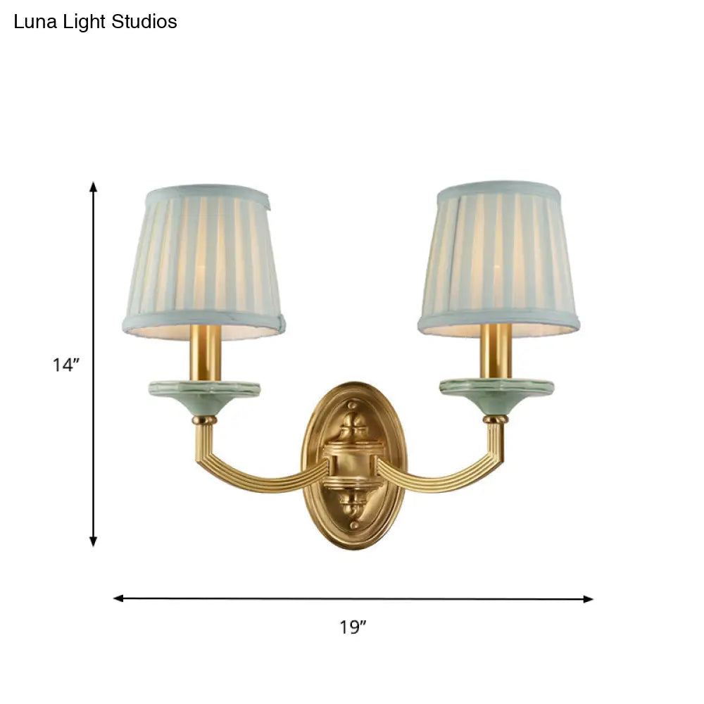 Rustic Drum Wall Mount Light - Countryside 1/2-Head Sconce Lamp In Brass