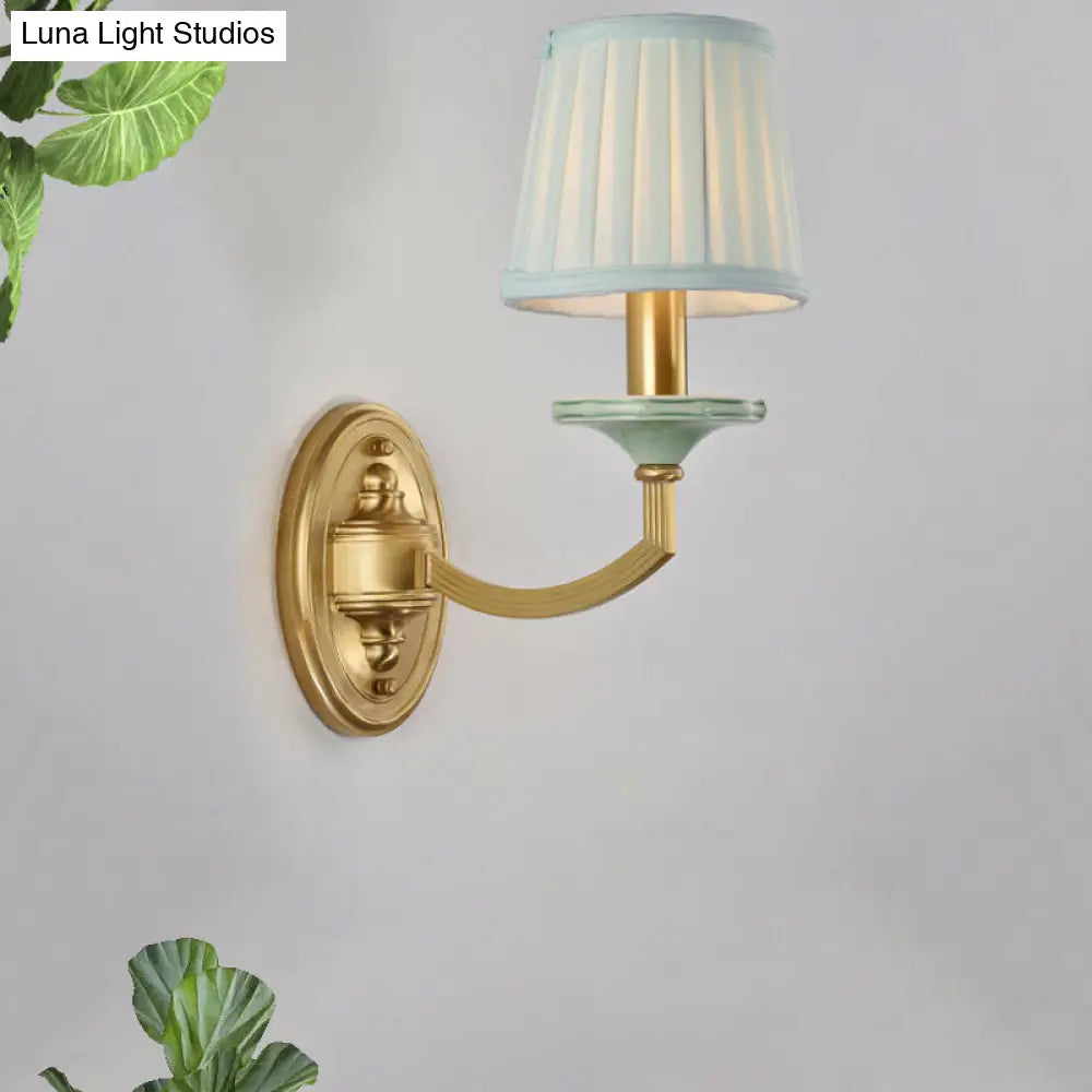 Rustic Drum Wall Mount Light - Countryside 1/2-Head Sconce Lamp In Brass