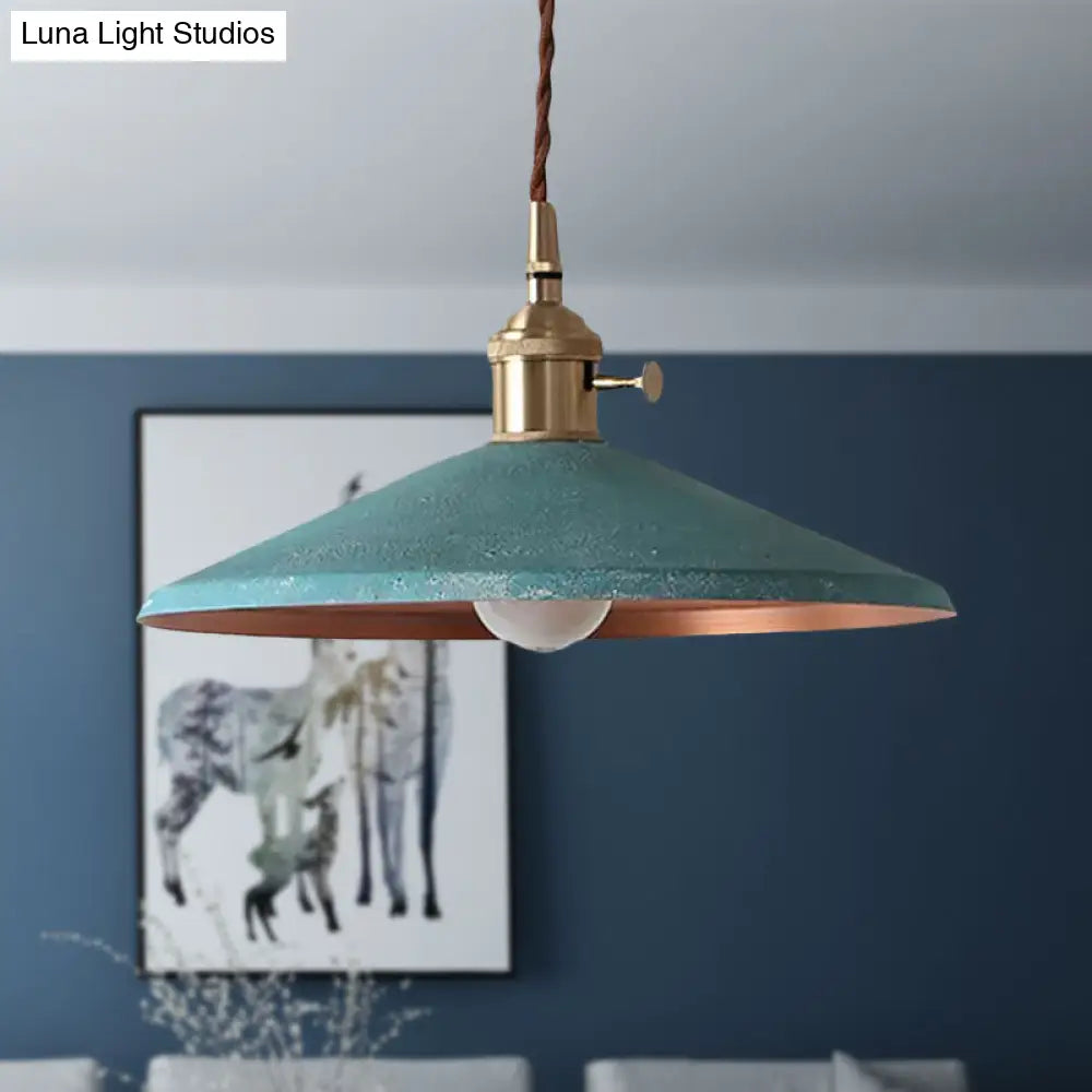 Rustic Saucer Shade Pendant Light With Adjustable Cord - Silver/Red/Blue