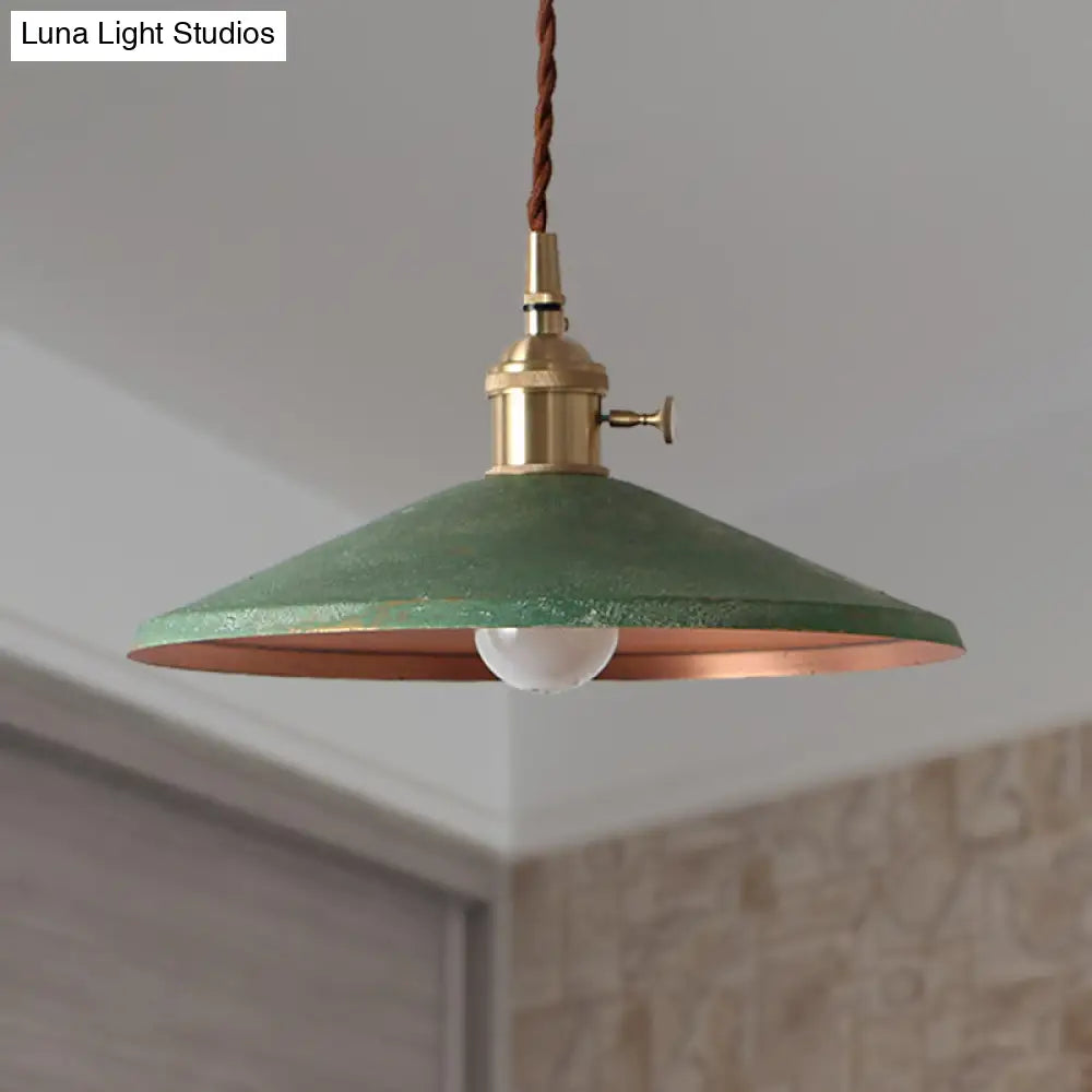 Rustic Saucer Shade Pendant Light With Adjustable Cord - Silver/Red/Blue