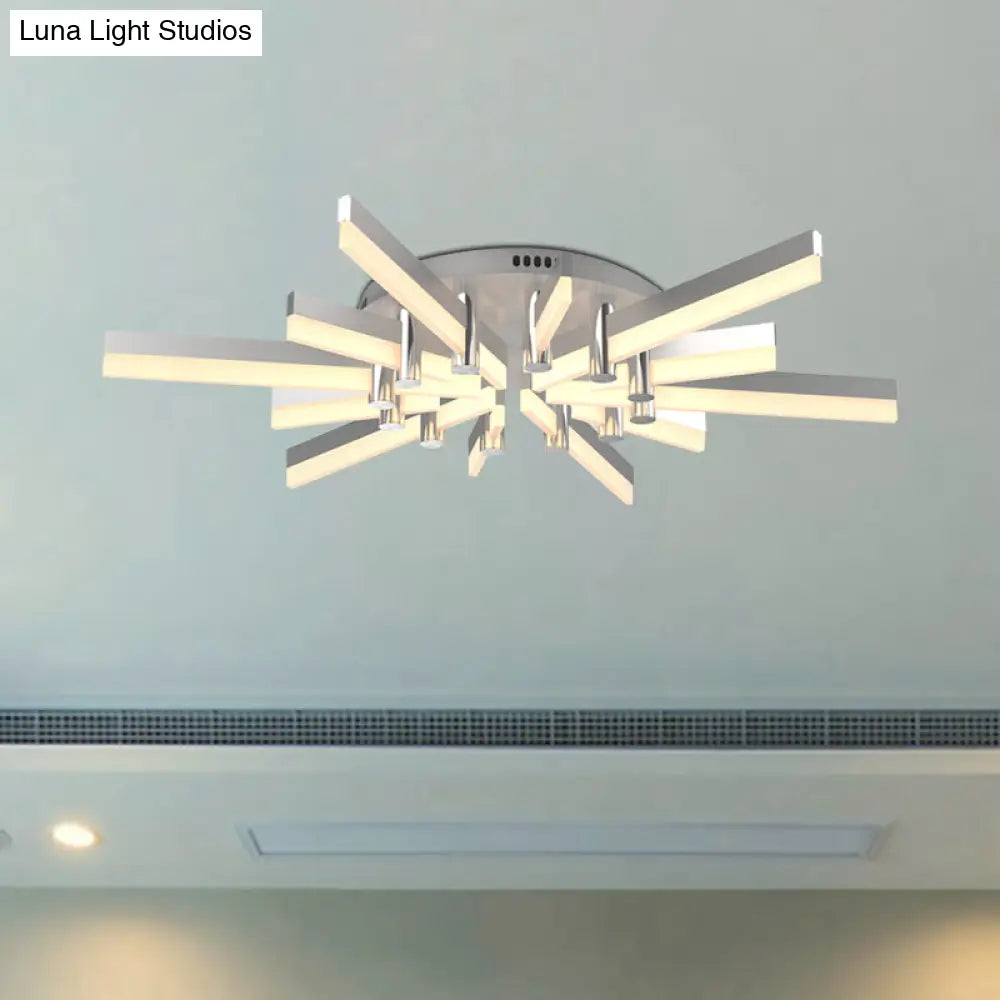 Semi - Mount Sputnik Ceiling Light With Acrylic Shade & Modern Silver Finish - Ideal For Indoor