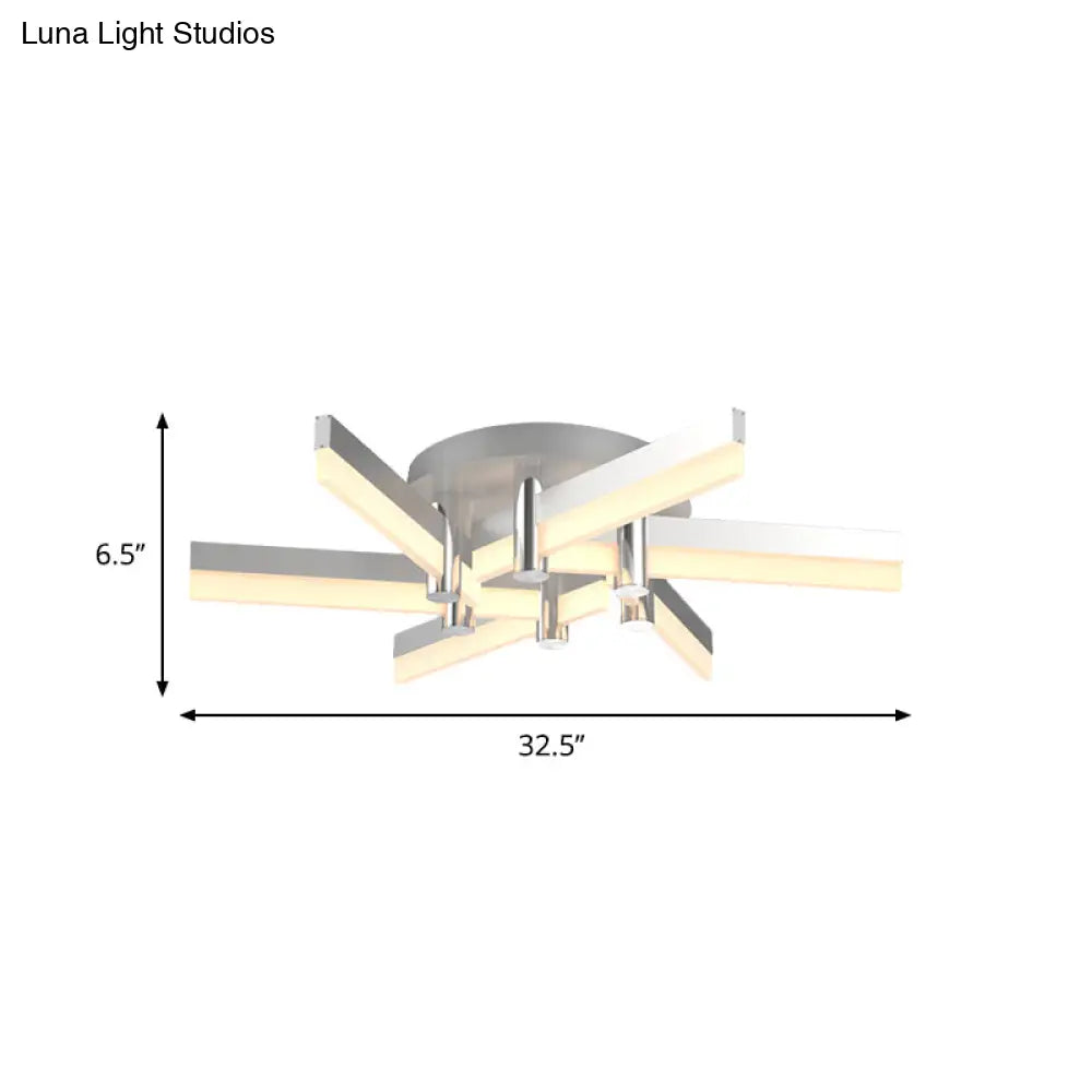 Semi - Mount Sputnik Ceiling Light With Acrylic Shade & Modern Silver Finish - Ideal For Indoor