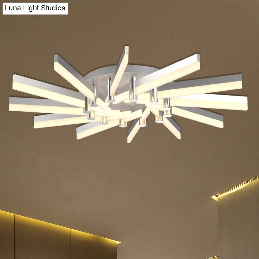 Semi - Mount Sputnik Ceiling Light With Acrylic Shade & Modern Silver Finish - Ideal For Indoor