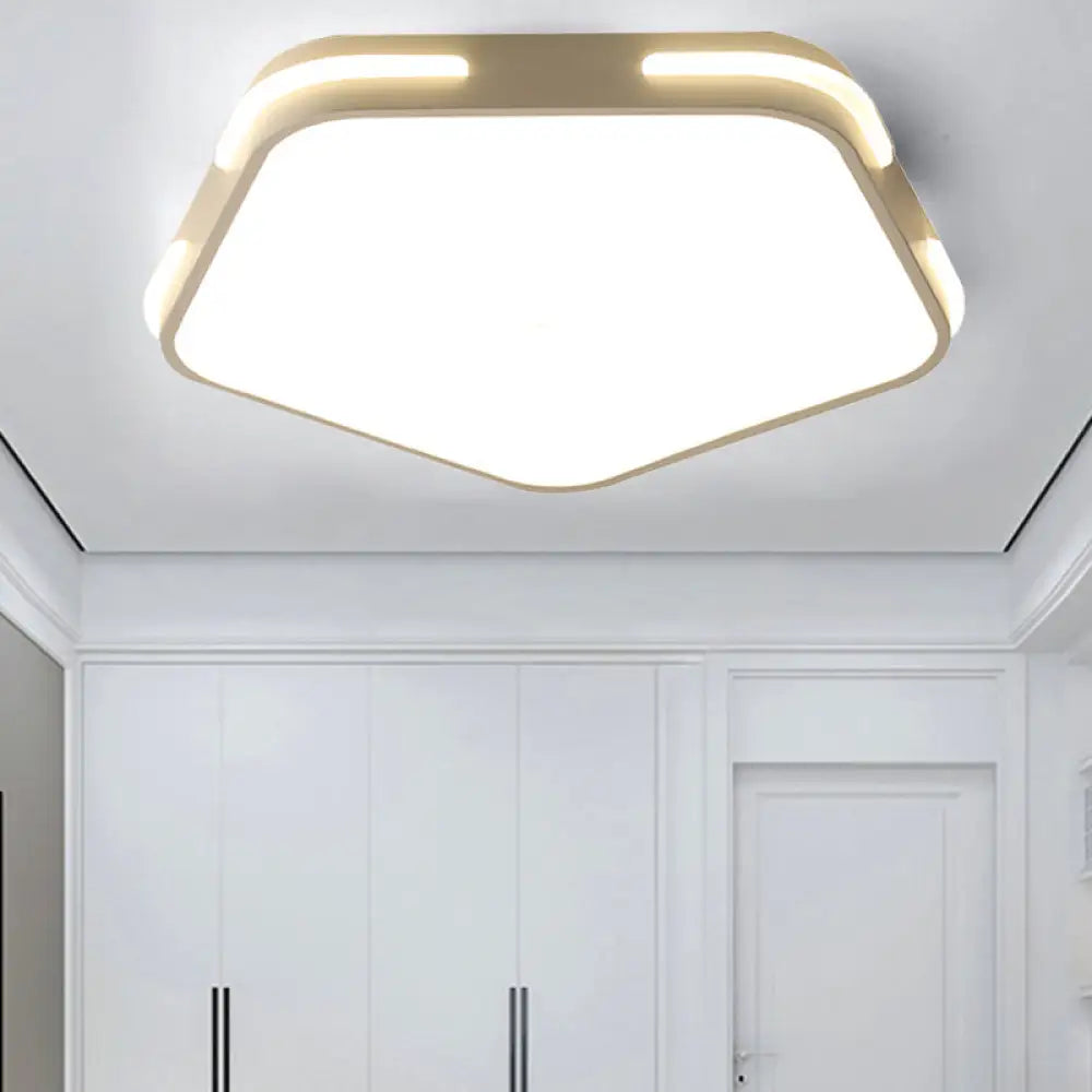Simple Acrylic Pentagon Ceiling Light For Living Room Flush Mount White / 16’