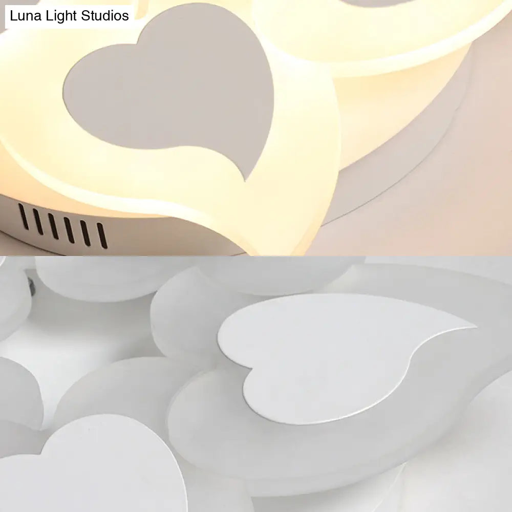 Simple Heart Acrylic Led Ceiling Light With Remote Dimming - Warm/White 18’/23’ Wide
