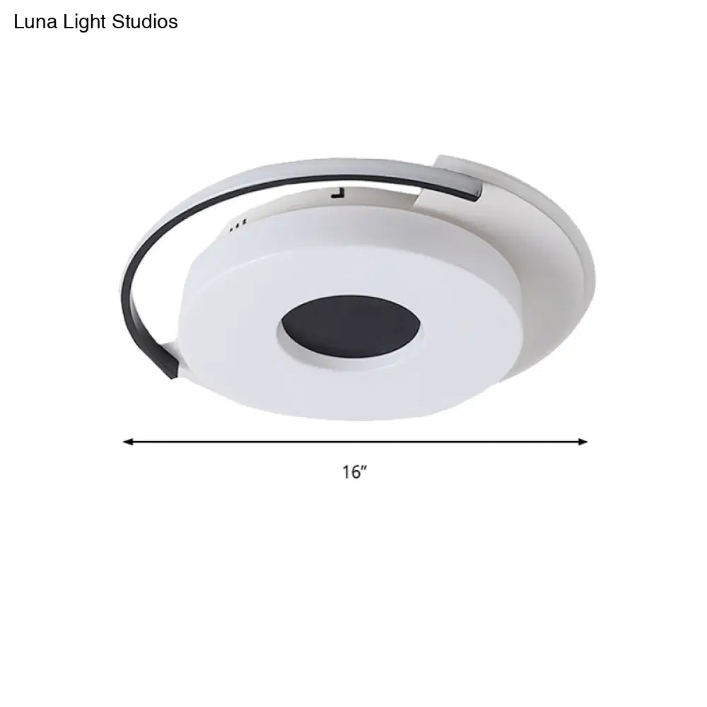 Simple Round/Square Flush Ceiling Light: 16’/19.5’ Wide Acrylic Shaded Black And White Fixture