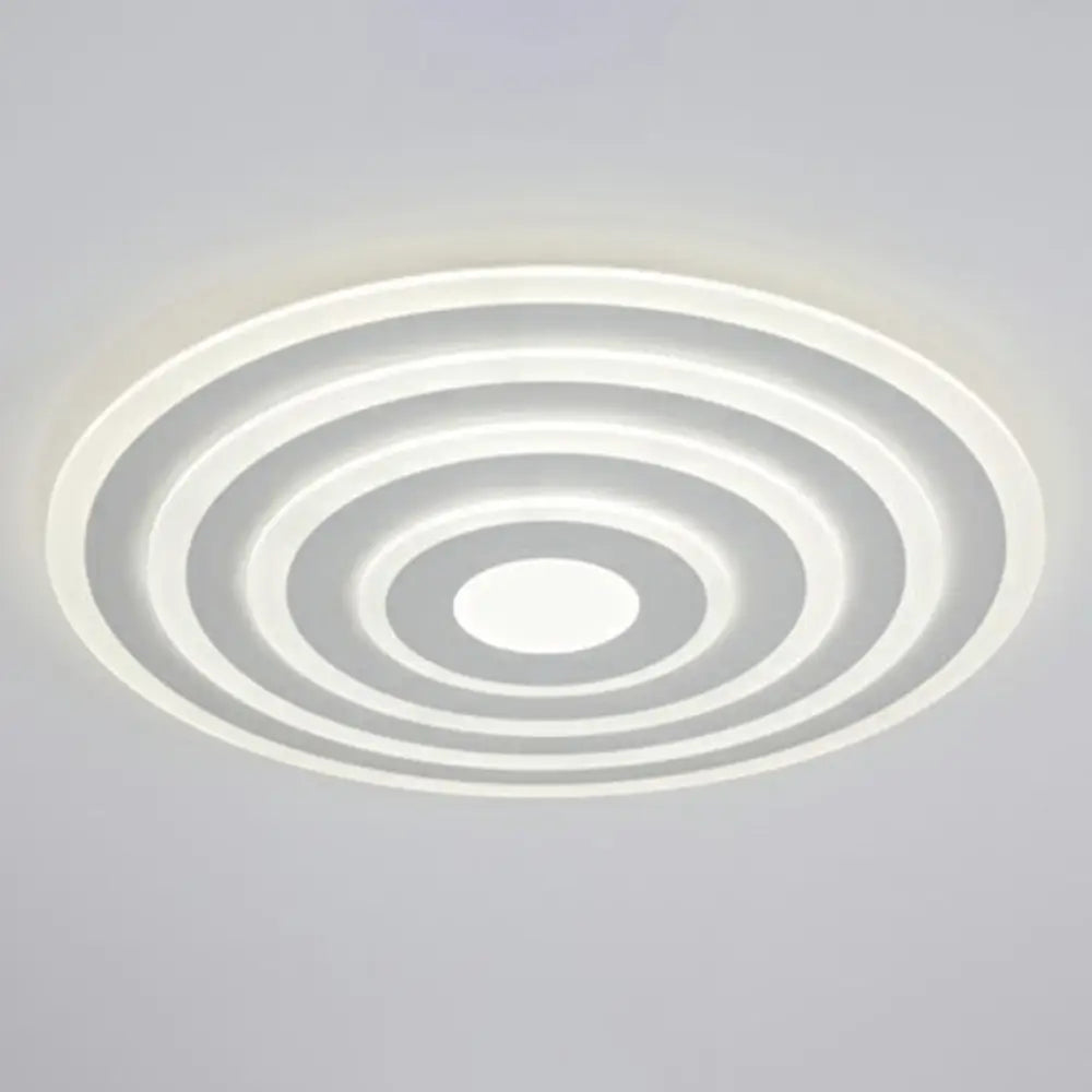 Simple Style Led Flush Ceiling Light For Bedroom - White Acrylic Round Flushmount / 31.5’ Natural