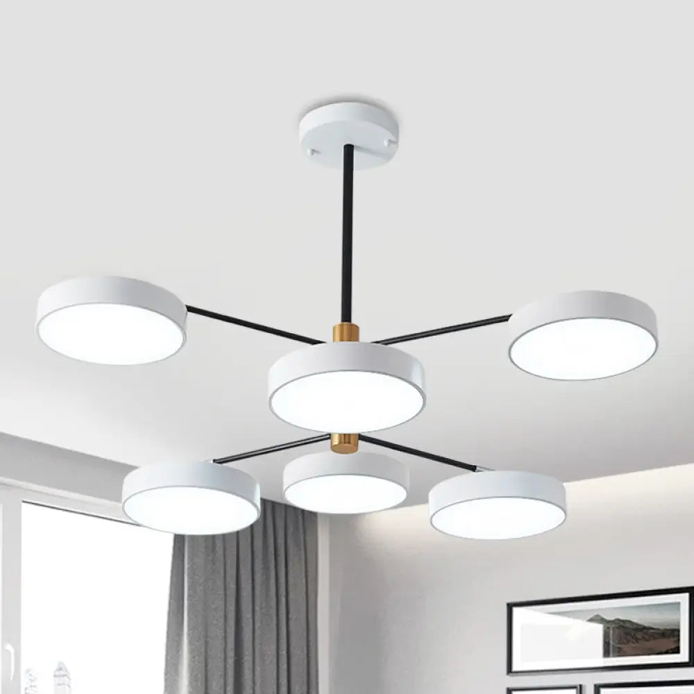 Simple Style Metal Pendant Lighting with 6 Heads Gold/White - Branch Living Room Hanging Ceiling Light White