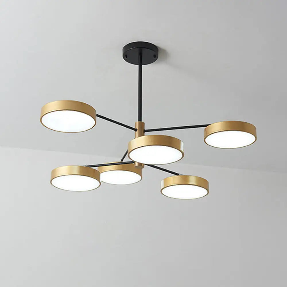 Simple Style Metal Pendant Lighting with 6 Heads Gold/White - Branch Living Room Hanging Ceiling Light Gold