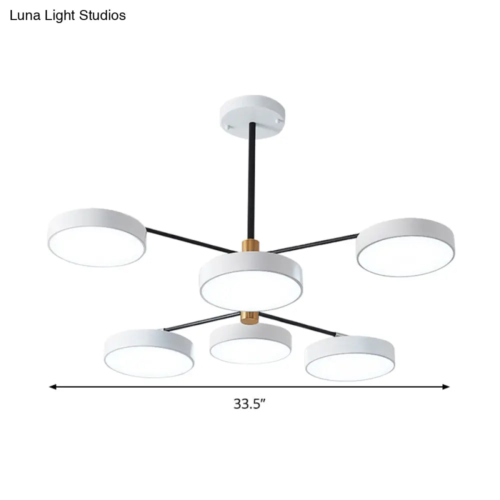 Simple Style Metal Pendant Lighting with 6 Heads Gold/White - Branch Living Room Hanging Ceiling Light