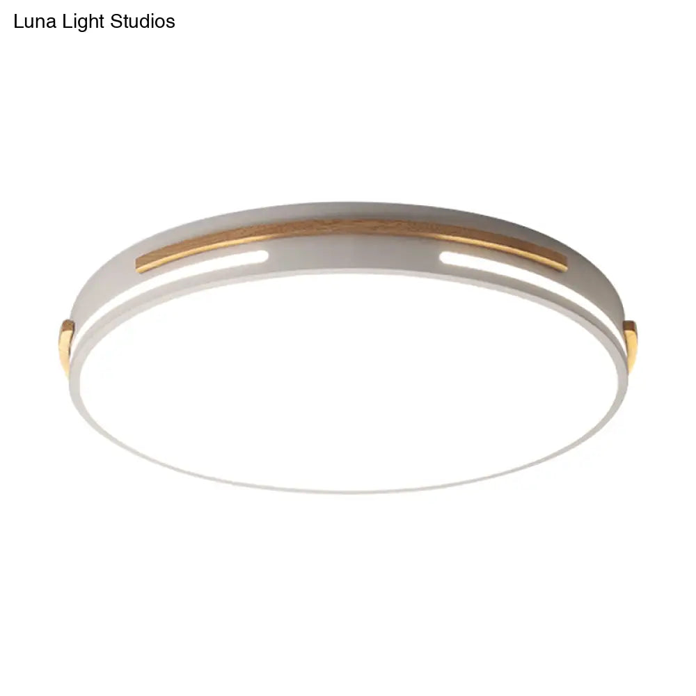 Simplicity Led Acrylic Flush Mount Light Fixture For Living Room - White/Green Round Design