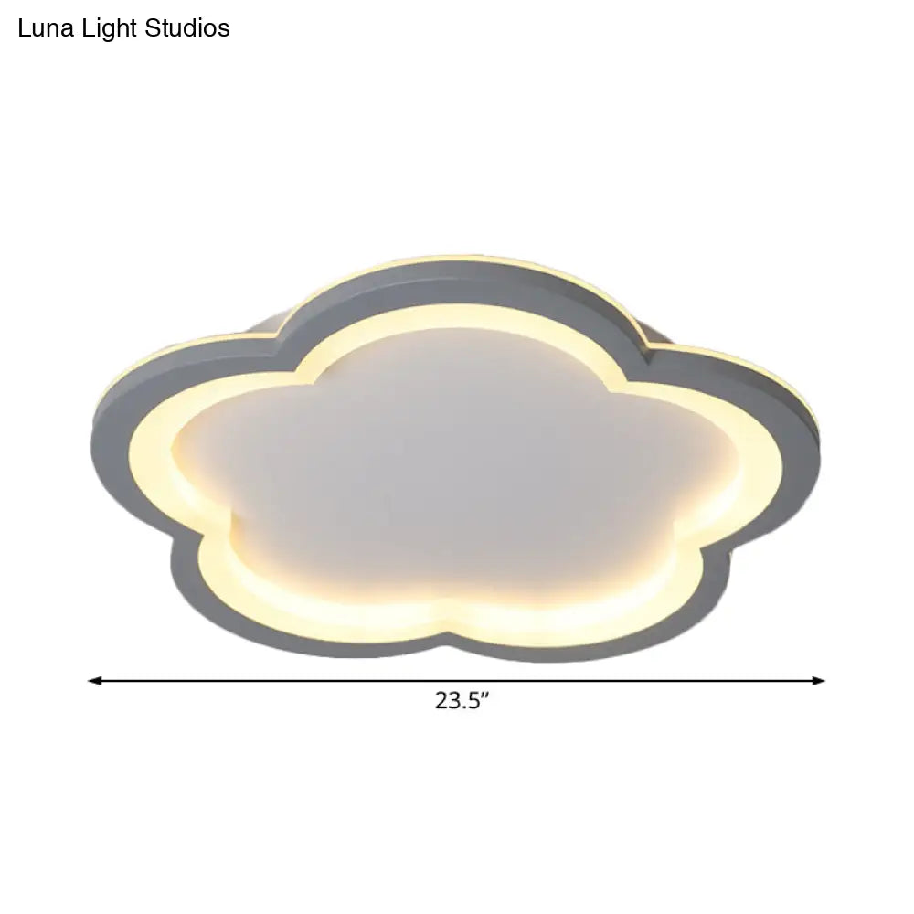 Simplicity Led Ceiling Light Fixture With Acrylic Diffuser- Flower Metal Flush In White/Warm