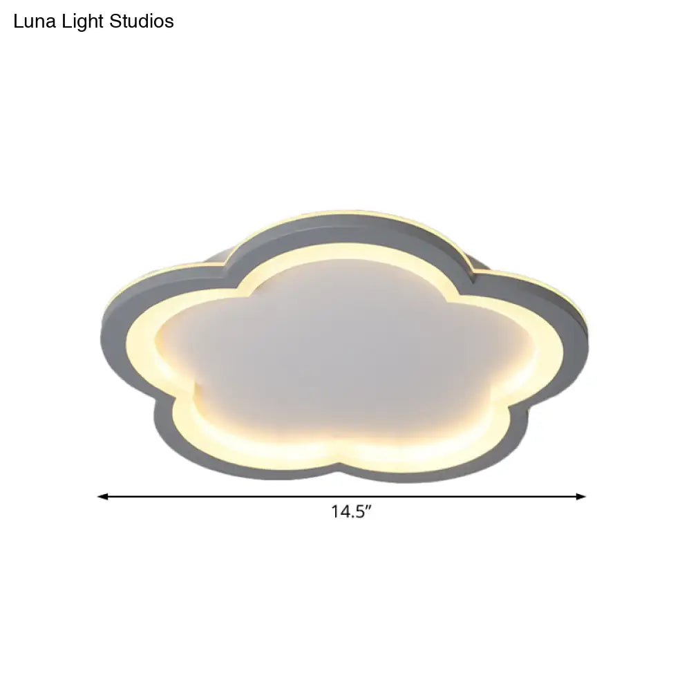Simplicity Led Ceiling Light Fixture With Acrylic Diffuser- Flower Metal Flush In White/Warm