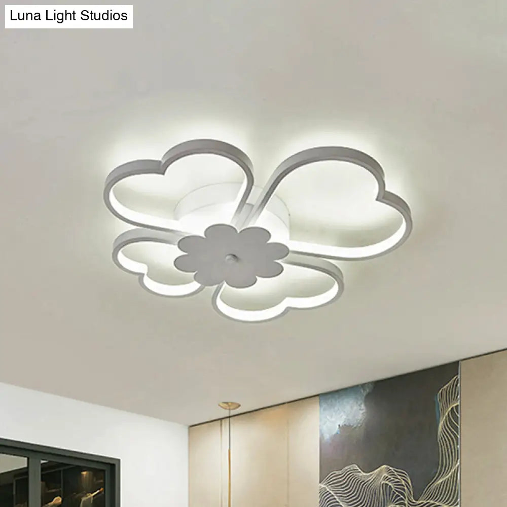 Simplicity Led Flower Ceiling Light In White/Brown - 19.5/23.5 Wide Warm/White/Natural Acrylic Flush