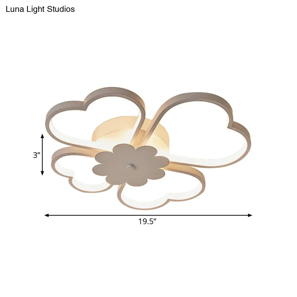 Simplicity Led Flower Ceiling Light In White/Brown - 19.5’/23.5’ Wide Warm/White/Natural