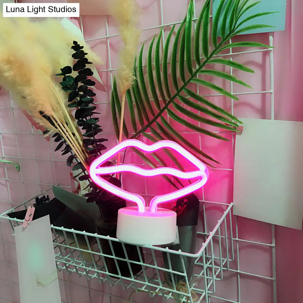 Simplicity White Lip Plastic Led Night Light For Childrens Room