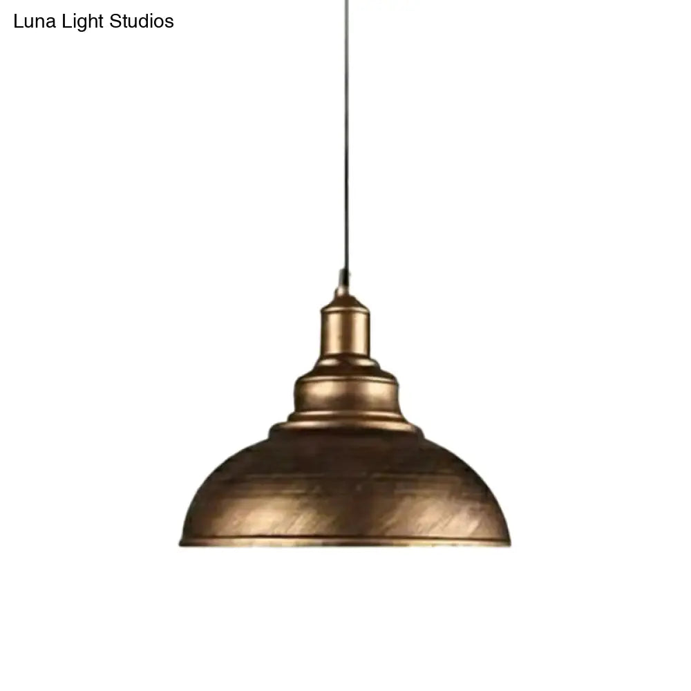 Vintage Metal Pendant Hanging Lamp With Single-Bulb For Dining Room Lighting Bronze / 12