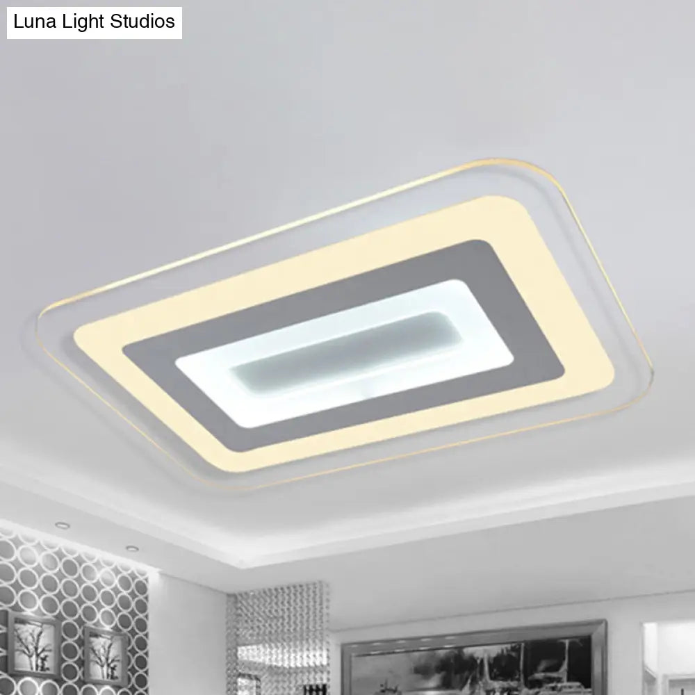 Sleek 23’/31’/47’ Thin Acrylic Flush Mount Led Ceiling Lamp In Warm/White Light - White