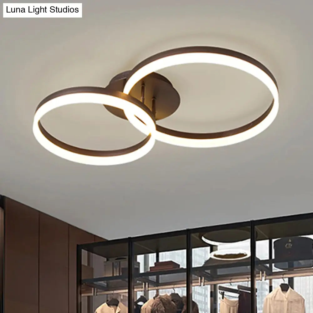 Sleek Acrylic Led Semi Flush Light: Circle Design For Coffee Ceiling Warm/White/Natural Light