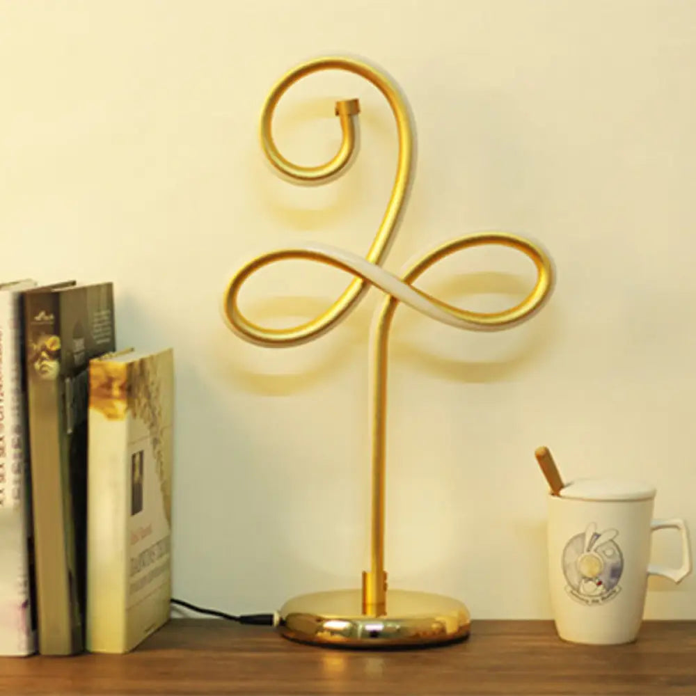 Sleek Curve Led Table Lamp For Living Room Nightstand - Simplicity Style Metallic Finish Gold / D